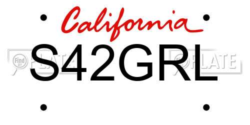 S42GRL California License Plate