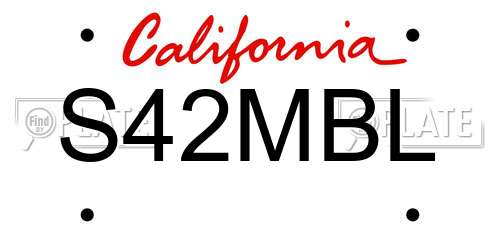 S42MBL California License Plate