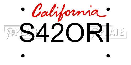 S42ORI California License Plate