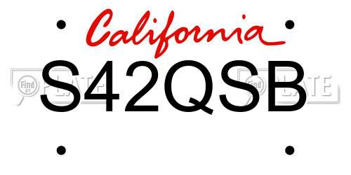 S42QSB California License Plate
