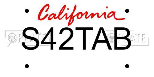 S42TAB California License Plate