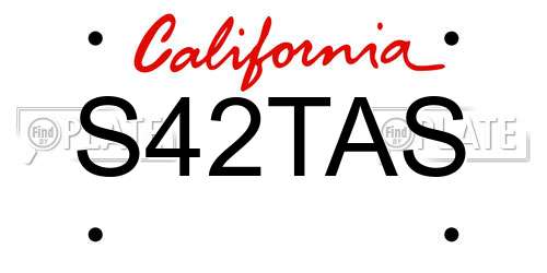 S42TAS California License Plate