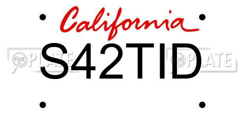 S42TID California License Plate