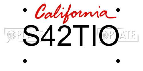S42TIO California License Plate