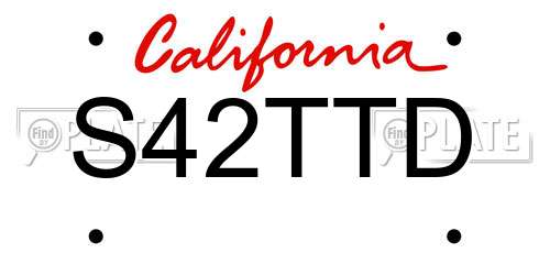 S42TTD California License Plate