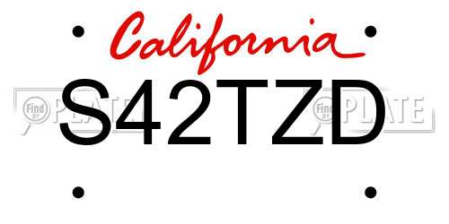 S42TZD California License Plate