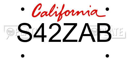 S42ZAB California License Plate