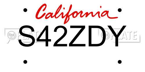 S42ZDY California License Plate