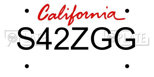 S42ZGG California License Plate