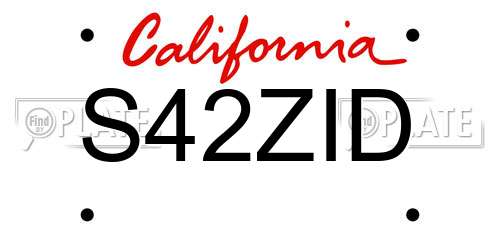 S42ZID California License Plate