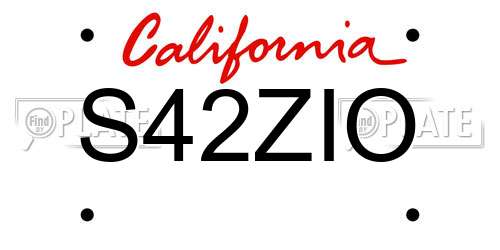 S42ZIO California License Plate