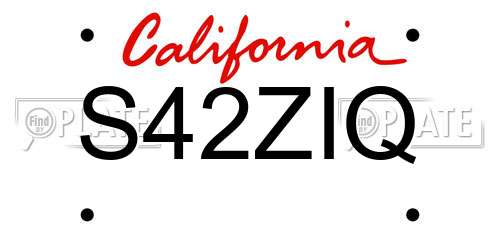 S42ZIQ California License Plate