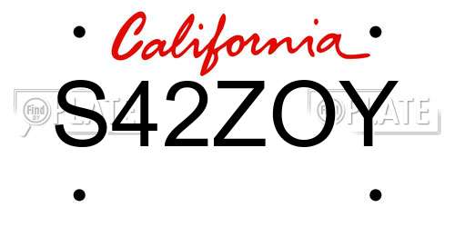 S42ZOY California License Plate