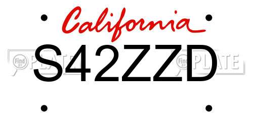 S42ZZD California License Plate