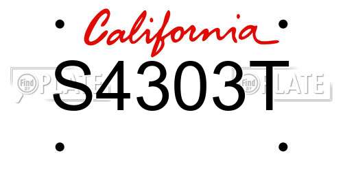 S4303T California License Plate
