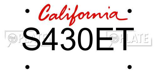 S430ET California License Plate