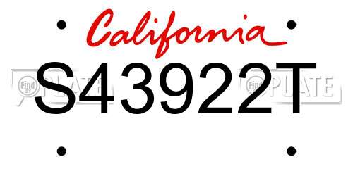 S43922T California License Plate