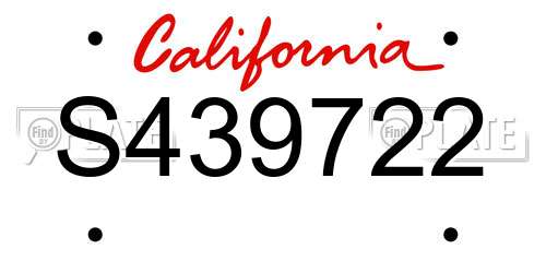 S439722 California License Plate