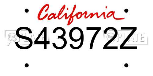 S43972Z California License Plate