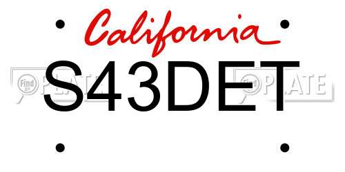 S43DET California License Plate