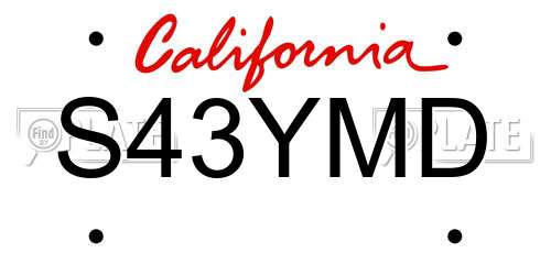 S43YMD California License Plate