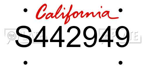 S442949 California License Plate
