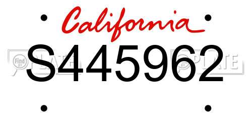 S445962 California License Plate