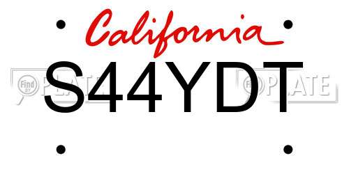 S44YDT California License Plate