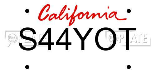 S44YOT California License Plate