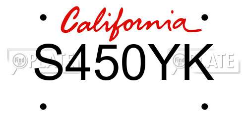 S450YK California License Plate