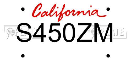 S450ZM California License Plate