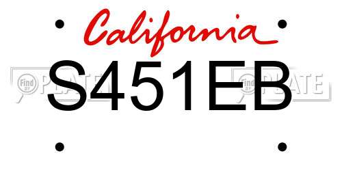 S451EB California License Plate