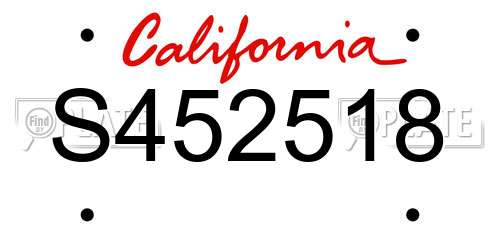 S452518 California License Plate