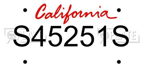 S45251S California License Plate