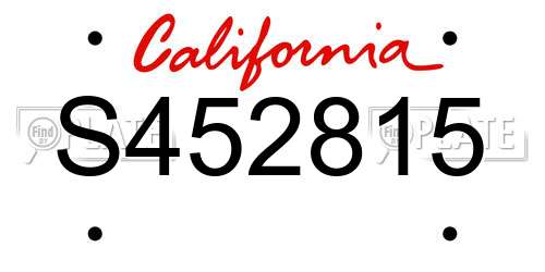 S452815 California License Plate
