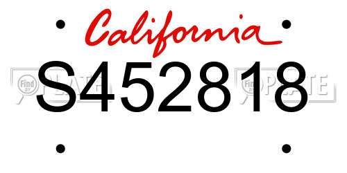 S452818 California License Plate