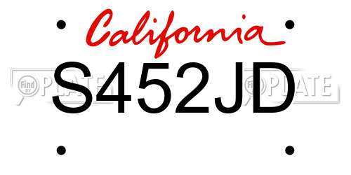 S452JD California License Plate