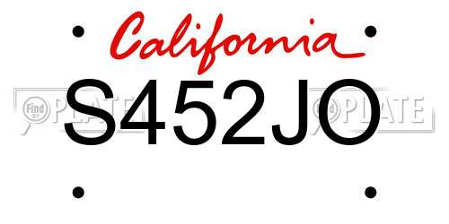 S452JO California License Plate