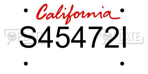 S45472I California License Plate