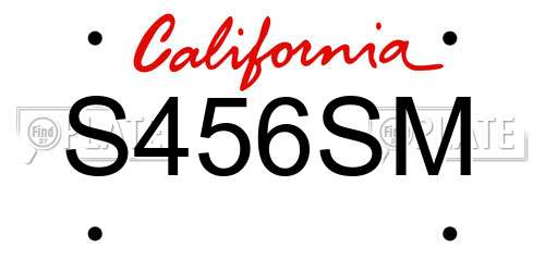 S456SM California License Plate