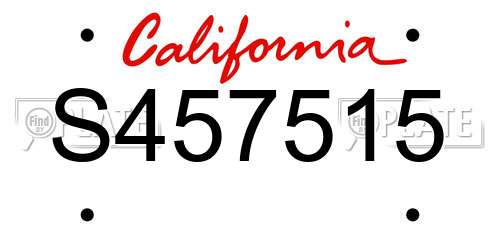 S457515 California License Plate