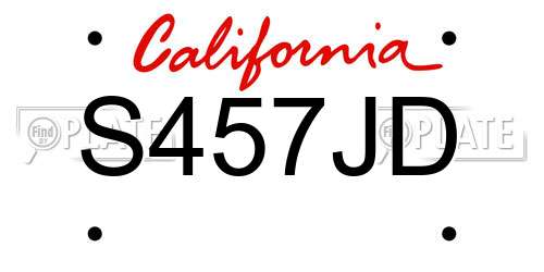 S457JD California License Plate