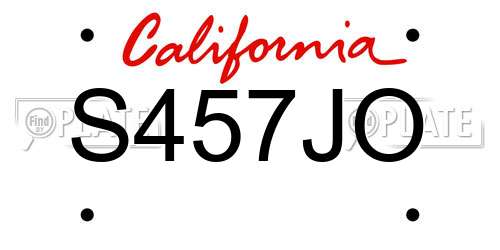 S457JO California License Plate
