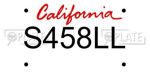 S458LL California License Plate