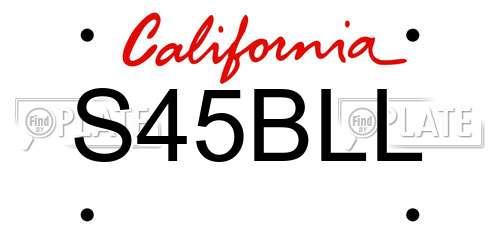 S45BLL California License Plate