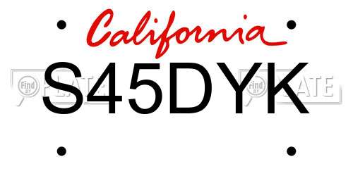 S45DYK California License Plate