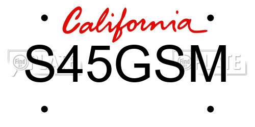 S45GSM California License Plate