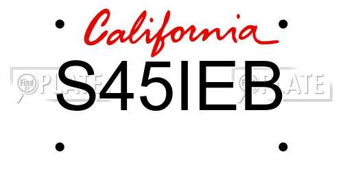 S45IEB California License Plate