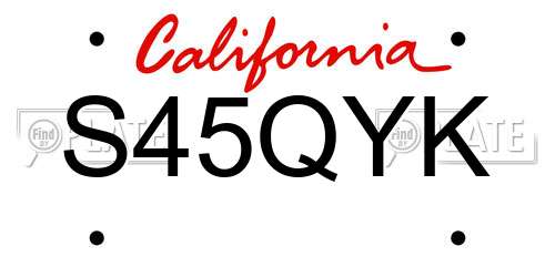 S45QYK California License Plate