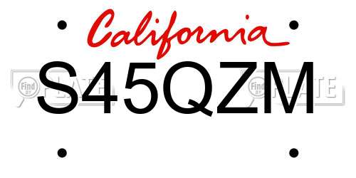 S45QZM California License Plate